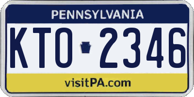 PA license plate KTO2346