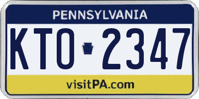 PA license plate KTO2347