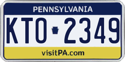 PA license plate KTO2349