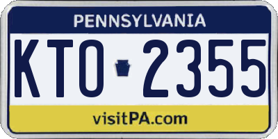 PA license plate KTO2355