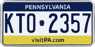PA license plate KTO2357