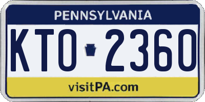 PA license plate KTO2360