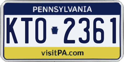 PA license plate KTO2361