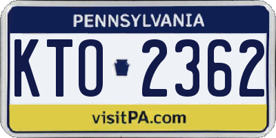 PA license plate KTO2362