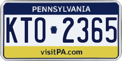 PA license plate KTO2365