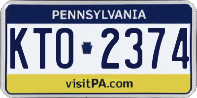 PA license plate KTO2374