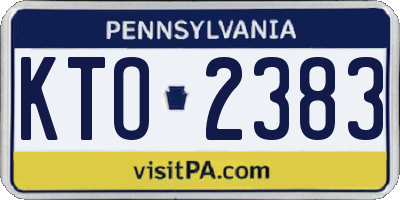 PA license plate KTO2383