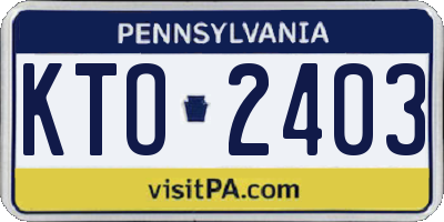 PA license plate KTO2403
