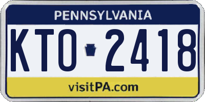 PA license plate KTO2418
