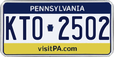 PA license plate KTO2502
