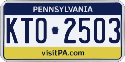 PA license plate KTO2503