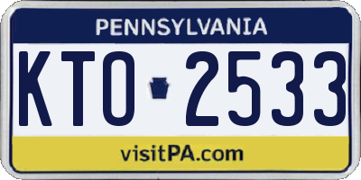 PA license plate KTO2533