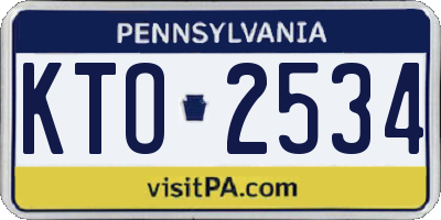 PA license plate KTO2534