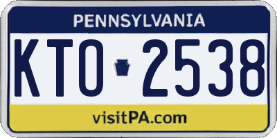 PA license plate KTO2538