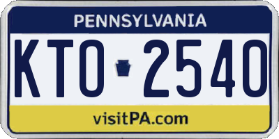 PA license plate KTO2540