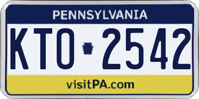 PA license plate KTO2542