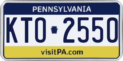 PA license plate KTO2550