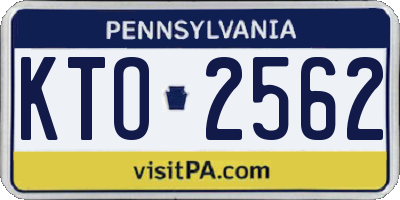 PA license plate KTO2562
