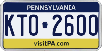 PA license plate KTO2600