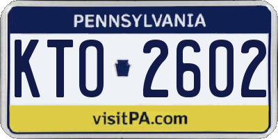 PA license plate KTO2602