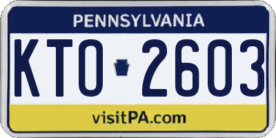 PA license plate KTO2603