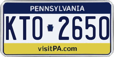 PA license plate KTO2650