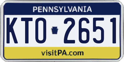 PA license plate KTO2651