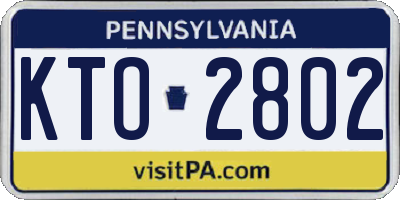 PA license plate KTO2802