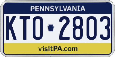 PA license plate KTO2803