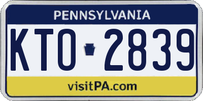 PA license plate KTO2839