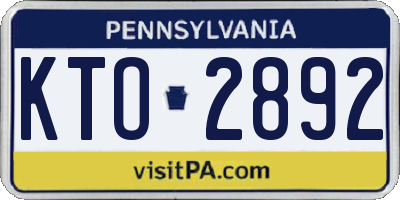 PA license plate KTO2892