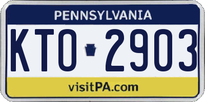 PA license plate KTO2903