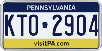 PA license plate KTO2904