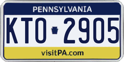 PA license plate KTO2905