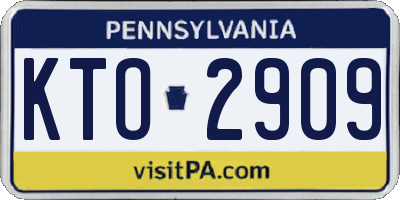 PA license plate KTO2909
