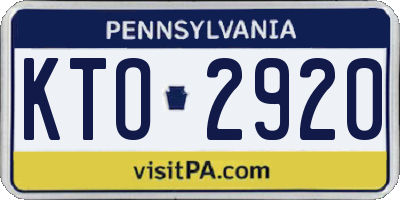 PA license plate KTO2920