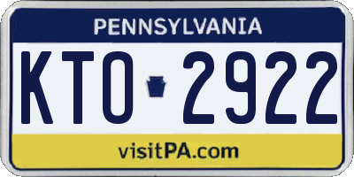 PA license plate KTO2922