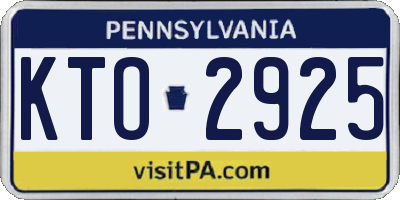 PA license plate KTO2925