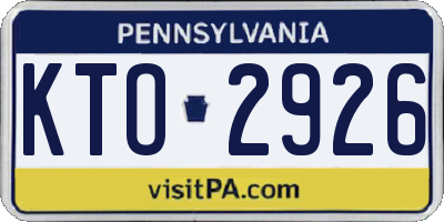 PA license plate KTO2926