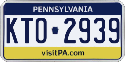 PA license plate KTO2939