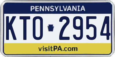 PA license plate KTO2954