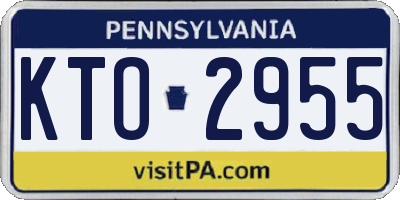 PA license plate KTO2955