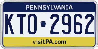 PA license plate KTO2962