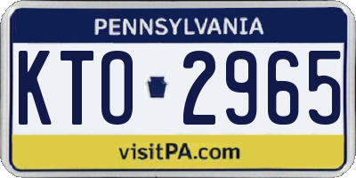 PA license plate KTO2965