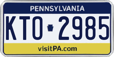 PA license plate KTO2985