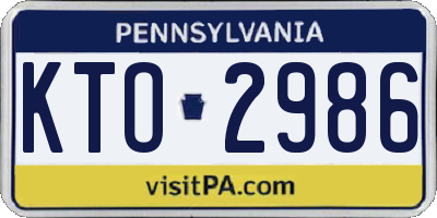 PA license plate KTO2986
