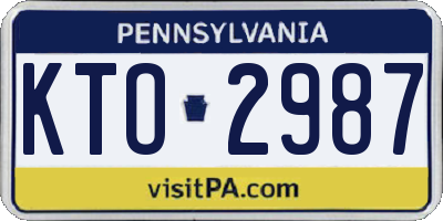 PA license plate KTO2987