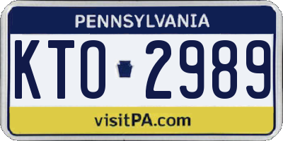 PA license plate KTO2989