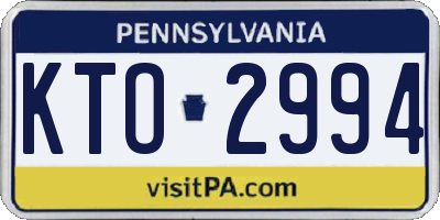 PA license plate KTO2994