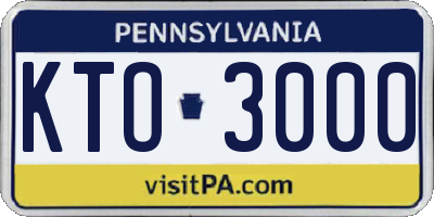 PA license plate KTO3000